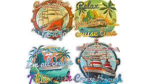 lot 16371 image: 12in Tropical Cruise Ship Vinyl Magnet Set of 4 - Retail $12