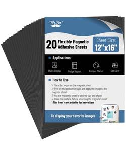lot 16376 image: Mr. Pen- Flexible Magnetic Sheets with Adhesive Backing, 12 x 16, 20 Pack, Magnet Sheets with Adhesive - Retail $30