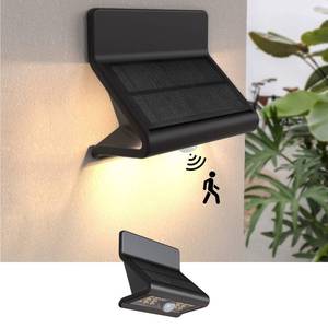 lot 16384 image: AURAXY Motion Sensor Outdoor Lights with Optical Lens - 3 Modes, IP44 Waterproof Solar Wall Light for Garden Patio Yard (2 Pack) - Retail $27