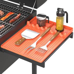 lot 16386 image: Silicone Griddle Tool Mat Compatible with Blackstone, Spatula Mat with Drip Pad Blackstone Griddle Accessories, Grill Side Shelf Utensil Pad, BBQ Grilling Accessories Gifts for Men(Orange) - Retail $10