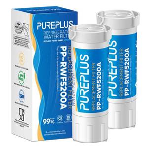 lot 16410 image: PUREPLUS XWF (NOT XWFE, NO Chips) Replacement for GE WR17X30702, GBE21, GDE21, GDE25, GFE24, GFE26, GNE21, GNE25, GNE27, GWE19, GYE18, CFE26 French Door & Side by Side Refrigerator Water Filter, 2PACK - Retail $18