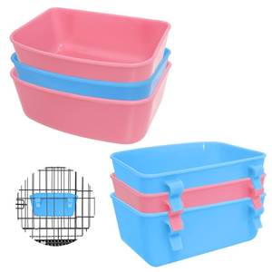 lot 16419 image: 4 Pack Feeder (Blue, Pink), Hanging Feeder,Food and Water Container, Bath Water Bowl Universal for Birds Hamsters Mice Rats Rabbit Guinea Pig Small Pets - Retail $10