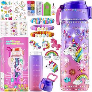 lot 16423 image: Decorate Your Own Water Bottle Kits for Girls Age 4-12, Unicorn Toys for Girls Age 4-6 Painting Crafts Kit, Clay Beads Bracelet Making Kit, Birthday Gifts Toys for Ages 6-12 (Unicorn)&nbsp