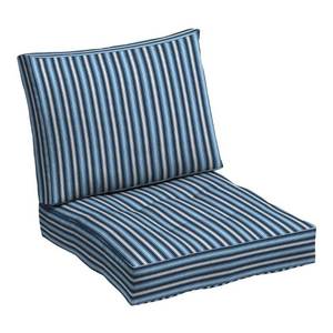 lot 1960 image: Plush Modern Tufted Polyfill Deep Seat Cushion Set 24 x 24  x Alexandra Kay Collection, Striped for the Heart - Retail $67