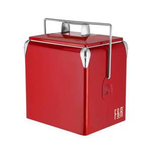 lot 1971 image: Foster &amp Rye Metal Retro Outdoor Cooler  Beer Cooler  Drink Cooler  Red - Retail $135