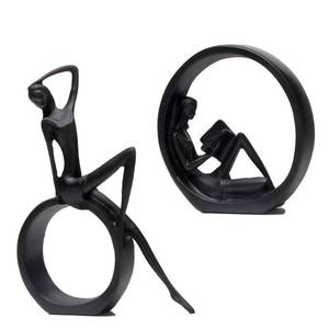 lot 2251 image: Wisifayardin Modern Abstract Black Art Bookshelf Decor - Girl Statue Black Figurines for Home Office Living Room Table Decorations, Reading Figurines for Coffee Shelf Table Centerpiece (6.7inx4.72in) - Retail $18