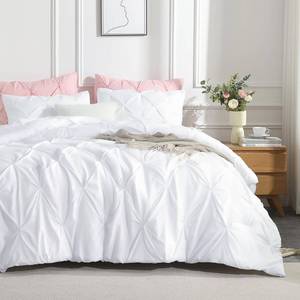 lot 3776 image: Andency White King Size Comforter Set(104x90Inch), 3 Pieces Cute Soft Pinch Pleat Bedding Comforters & Sets, All Season Lightweight Down Alternative Bed Set for Men Women - Retail $56