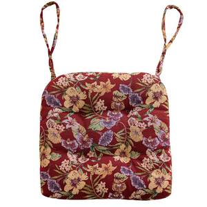 lot 3777 image: vctops Vintage Floral Print Spring Chair Cushions with Ties U-Shaped Soft Comfortable Chair Pads Non Slip Seat Cushions for Indoor Dining Room and Kitchen Chairs (Red,16x16) - Retail $18