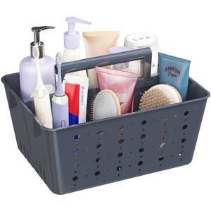 lot 4400 image: Lifewit Portable Shower Caddy with Handle, 1 Pcs Plastic Shower Caddy Dorm with Holes, Clean Organizer Basket for Bathroom, College, Dorm Room Essentials, Slate Blue - Retail $18