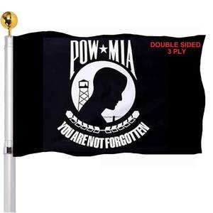 lot 4404 image: Pow Mia Flag 3x5 Outdoor Double Sided Heavy Duty 3 Ply Military Pow Veteran Flags Double Stitching For Home Company Indoor Outdoor Outside - Retail $15