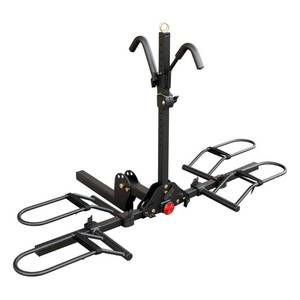 lot 5585 image: Young 200 lbs. 2 Bike Rack Hitch Mount Platform Style for Cars Trucks SUVs Minivans, fits MTB Gravel Road Bike with Up to 5-inch Fat Tire Carrier Rack - 2 Hitch Receiver - Retail $190