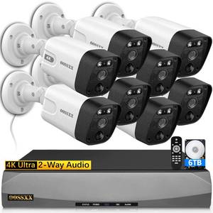 lot 5597 image: OOSSXX (90 Days Storage & 4K 8.0 Megapixel) 2-Way Audio 130° Ultra Wide-Angle Outdoor PoE Security Camera System Home Security System Video Surveillance - Retail $600