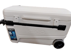 lot 5644 image: Igloo Maxcold 110 Qt Glide Roller Cooler - Retail $154
