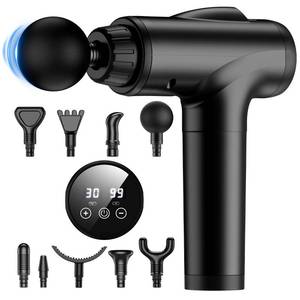 lot 11631 image: JQX Massage Gun Deep Tissue, High Percussion Back Neck Massager for Athletes, Handheld Muscle Massager Gun with 30 Speed Levels 9 Replacable Heads, Gift for Men & Women - Retail $27