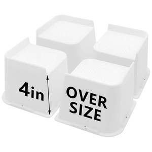 lot 11635 image: HANIHUA Bed Risers 4 inch Heavy Duty, 4 Pack Oversized Furniture Risers, White Bed Lifts Risers for Table, Sofa, Chair, Couch, Desk, Bed Frame Risers Supports Up to 6,500 Lbs - Retail $21