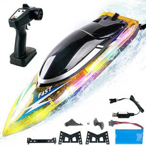 lot 11639 image: BEZGAR RC Boat, 16 inch Big Remote Control Boat for Kids and Adults, 30 KPH Large Fast RC Speed Boats with 1500mAh Battery, Ideal Waterproof Toy Boats for Pools & Lakes - RH709 Yellow - Retail $60