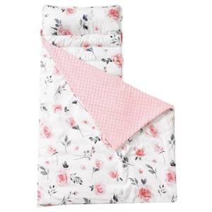 lot 11643 image: davids kids Toddler Nap Mat with Pillow and Minky Fleece Blanket, Ultra Soft Slumber Bags for Girls, Perfect for Preschool, Daycare, Kids Sleeping Bags with Rollup Design, 50x20, Floral Flowers - Retail $39
