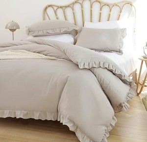 lot 1984 image: Smoofy Oatmeal Ruffle Comforter Set Queen Size