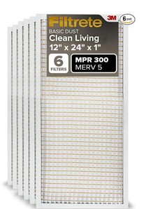 lot 1993 image: A 3M Filtrete Clean Living Air Filter 12x24x1, 6 Pack - Retail $40