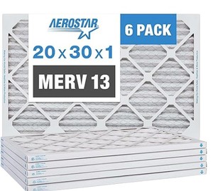 lot 5618 image: Aerostar MERV 13 Air Filters 20x30x1 (6-Pack) - Retail $70