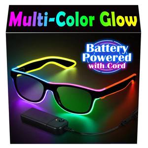 lot 6203 image: YouRfocus LED Light Up Glasses Multi-Color Glow in the Dark Neon Rave Glasses, Battery Pack Powered with Cord, Party EDM Festival Halloween Concert Accessories (6 Colors) - Retail $15