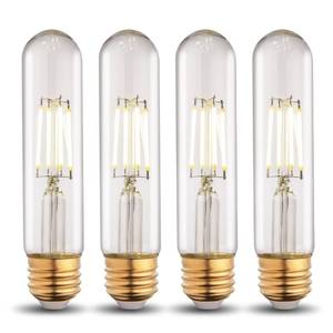 lot 6213 image: runquiz T10 Tubular Led Bulbs 60w Equivalent, Dimmable 5.25 Inch Led Tube Bulb, E26 T30 Edison Tubular Clear Light Bulbs, 5000K Cool White Long Skinny 6W 4 Pack - Retail $14