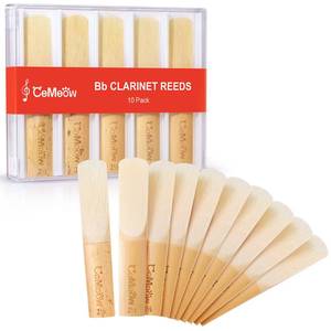 lot 6241 image: Clarinet Reeds 2.5, CeMeow Traditional Reeds for Clarinet Beginner 10Pack with Plastic Box, Thinner Reed Tip Advanced Cutting Technology for Clarinet Beginner and Player - Retail $10