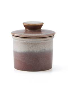 lot 6257 image: XELA Ceramic Butter Crock, The Original Reactive Two-Colour Glaze, Butter Dish With Water Line for Spreadable Fresh Butter - Ziying - Retail $30