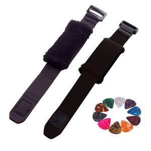 lot 6264 image: Rockhouse Guitar String Mute Dampener, 2PCS Fret Mute Neck Wrap Electric Guitar String Muter Bass Muffler Silencer Damper Strap, Black (Small, Medium) - Retail $10