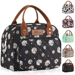 lot 6272 image: HOMESPON Lunch Bag for Woman Man Adults with Front Pocket Insulated Lunch Tote Lunch Box Container for Work Picnic or Travel(Daisy) - Retail $15