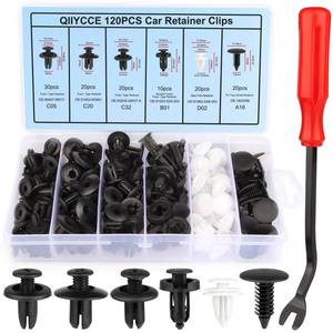 lot 6283 image: QIIYCCE 120PCS Car Clips and Plastic Rivets - 6 Popular Sizes, Fits Bumpers, Fenders and Most Car Models, Ideal for Body Fixing and Replacement - Retail $8