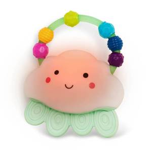 lot 6294 image: B. toys � Baby Light � Up Cloud Rattle � Rain � Glow Squeeze � Sensory Development and Comfort - Teething Rattle Toys for Babies 3 Years Months - Retail $11