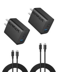 lot 6312 image: Anker iPhone 1716 Charger, 2-Pack 20W Fast USB C Charger Block, for iPhone 1616 Pro Max15 SeriesiPad Pro and More (Black, 2 Pack and 2 Cable) - Retail $12