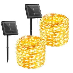 lot 6314 image: Brightown Solar String Lights, 2 Packs Total 66Ft 200 LED Solar Fairy Lights with 8 Modes, Waterproof Solar Lights for Outside Patio Yard Tree Wedding Christmas(Warm White) - Retail $10