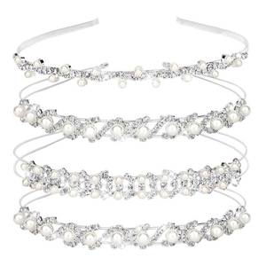 lot 6316 image: Jaciya Rhinestone Headbands Bridal Headpiece Wedding Hair Accessories Metal Hair Band Tiara Prom Pearl Headband - Retail $10