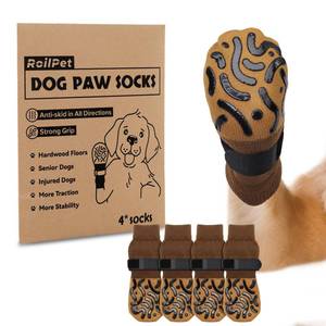 lot 6321 image: Roilpet Double Sides Non-Slip Dog Socks to Prevent Licking Paws - Strong Traction for Paw Protector, Senior Dogs, Hardwood Floors, Dog Booties with Grippers - Size Large - Retail $18