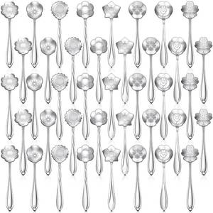 lot 6322 image: Eboot 40 Pcs Silver Flower Teaspoon Stainless Steel Tea Party Spoons Mini Cute Teaspoon for Stirring Coffee Sugar Drink Demitasse Kitchen Caf Bar Tableware Party Favors Decorations - Retail $18