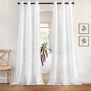 lot 6328 image: MIULEE Solid Color Sheer Curtains 84 Inches Long 2 Panels Set - Elegant Lightweight Grommet Light Filtering Window Voile PanelsDrapesTreatment for Bedroom Living Room W42 x L84 Inch, White - Retail $10