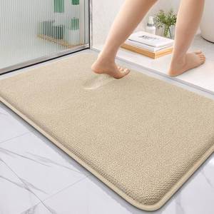 lot 9294 image: OLANLY Thick Memory Foam Bath Mat Rug 36x24, Extra Soft Absorbent Bathroom Rug, Quick Dry Bath Mats, Non-Slip, Machine Washable Carpet for Bathroom, Tub and Shower, Home Decor Accessories, Beige - Retail $36