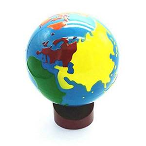 lot 9301 image: Baby Earth Globe Toys Montessori Earth Globe Plastic and Wood Material Learn to Know World Children Early Learning Teaching Aids (multicolor) - Retail $44
