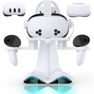 lot 10448 image: Charging Dock for Meta Quest 3SQuest 3Quest 2, Vertical Fast Charging Stand, with 4 Rechargeable Batteries, LED Status Display, All-in-One Storage for VR Headset Accessories and Controllers - Retail $50
