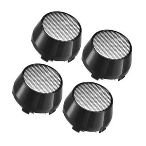 lot 10458 image: Motoforti 56mm Inner Diameter 5 Clips 60mm Overall Outer Diameter Wheel Hub Center Caps with Carbon Fiber Pattern Black - Pack of 4 Long-Lasting - Retail $18