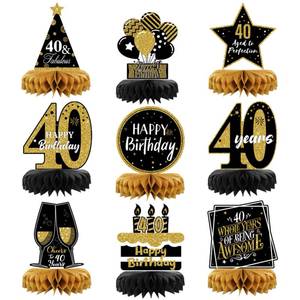 lot 10464 image: 9 Pieces 40th Birthday Table Decorations 40th Birthday Centerpieces for Tables 40th Birthday Decorations for Men and Women (40th) - Retail $10