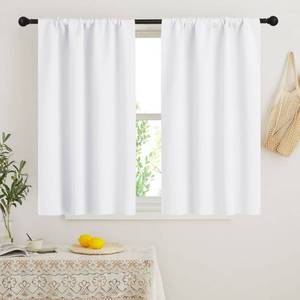 lot 10467 image: RYB HOME Small Window Curtains Blackout - Privacy Energy Saving Insulating Curtains Blinds for Bedroom Bathroom Basement Kids Nursery Kitchen, W 34 x L 48 inches, Pure White, 2 Panels - Retail $25