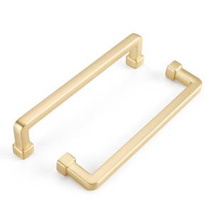 lot 10472 image: Haliwu 6 Pack 5 Inch Gold Cabinet Handles Square Drawer Pulls Zinc Alloy Hardware for Dresser Kitchen Cupboard - Retail $25