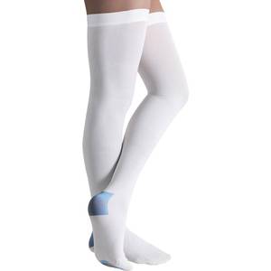 lot 10487 image: MENG YU QIAN XUN TED Hose Compression Stockings for Women and Men,Anti Embolism Thigh High Compression Socks with Inspection Hole,15-20mmHg Medical Compression Hose,Unisex White (Medium)