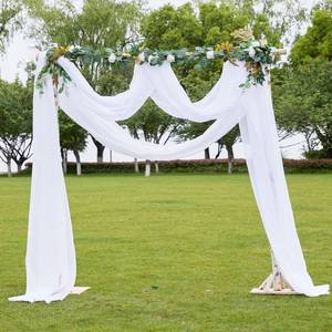 lot 11744 image: NICETOWN White Sheer Window Scarf 216 inch Extra Long, Soft Voile Textured Bed Canopy Scarf Curtains for Event DesignsHome Decor, 60 inches Wide, Set of 2 - Retail $16