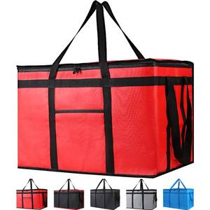 lot 11745 image: Bodaon Insulated Food Delivery Bag for Pizza Delivery, Grocery- Cooler Bag, Food Warmers for Parties, Catering Supplies for Doordash, Thermal Bags for Cold and Hot Food Carrier (Red, XXX-Large, 1-Pack - Retail $23