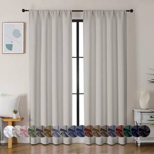 lot 11755 image: Simplebrand Ava Natural Blackout Curtains for Bedroom 84 Inch Length 2 Panels Set, Solid Thermal Insulated Privacy Living Room Window Treatment Curtains Blackout Drapes, W40 x L84 Inch, Natural - Retail $17