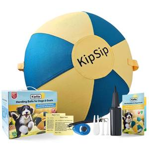 lot 11758 image: KipSip Herding Ball for Dogs 18 Dog Training Ball with Handles for Medium and Large Breeds � Non-Chew Interactive Toy for Aussies, Heelers and Collies � Outdoor Exercise and Mental Stimulation Toy - Retail $45
